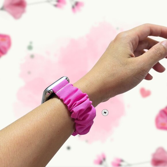 Pink Scrunchie Watch Band for Samsung, Fitbit, Apple Watch, Garmin, Gizmo - Picture 2 of 8
